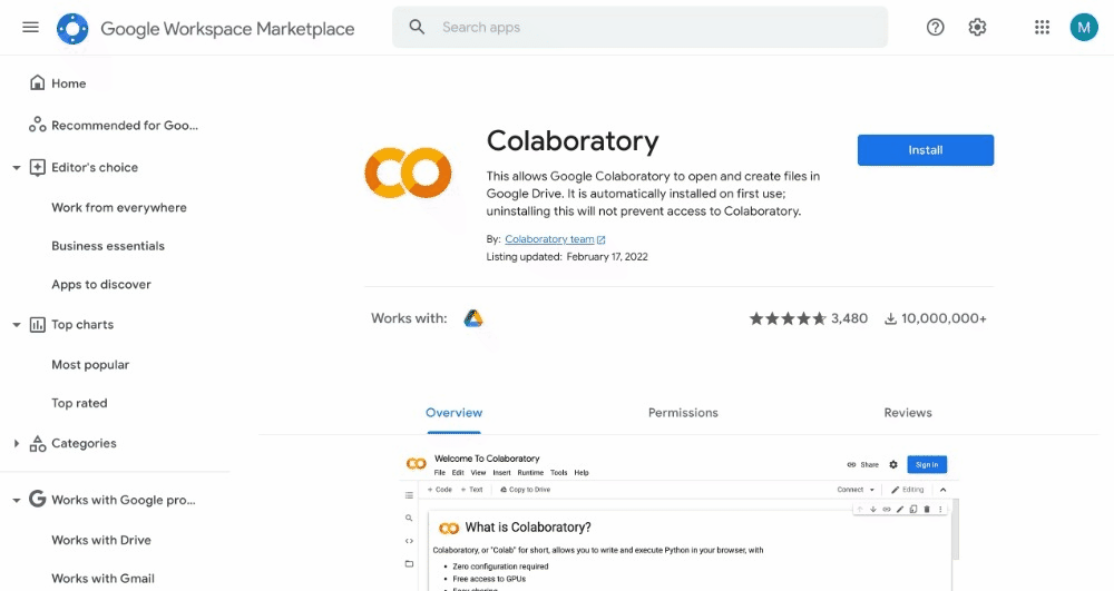 Installing Google Colab